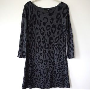 Gray and Black Leopard/Cheetah Print Sweater Dress